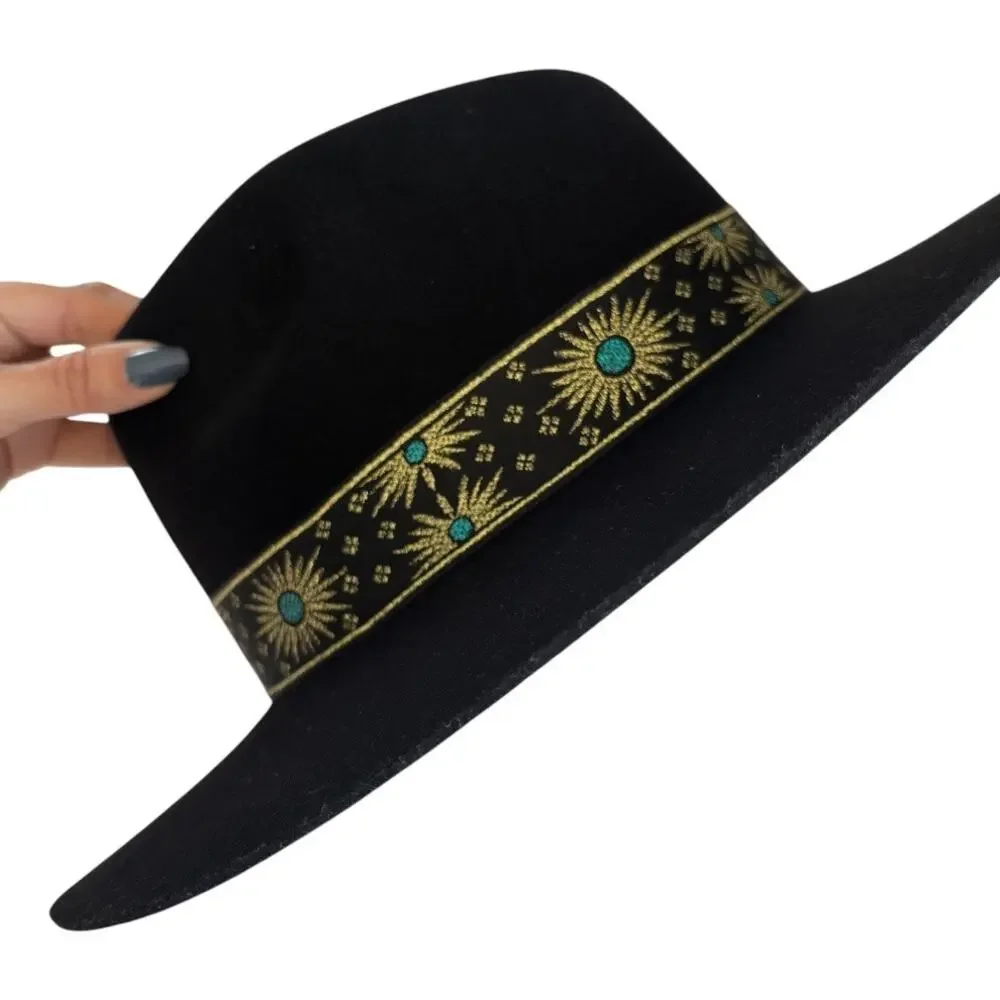 Lack of Color The Phoenix Black Australian Wool Boater Hat Size Small 55CM NWT